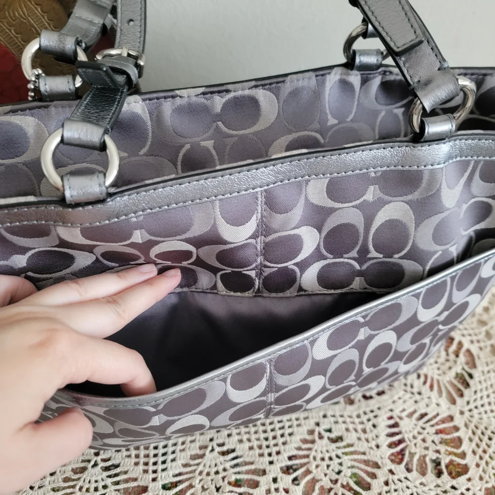 Coach Gray Signature Tote Bag